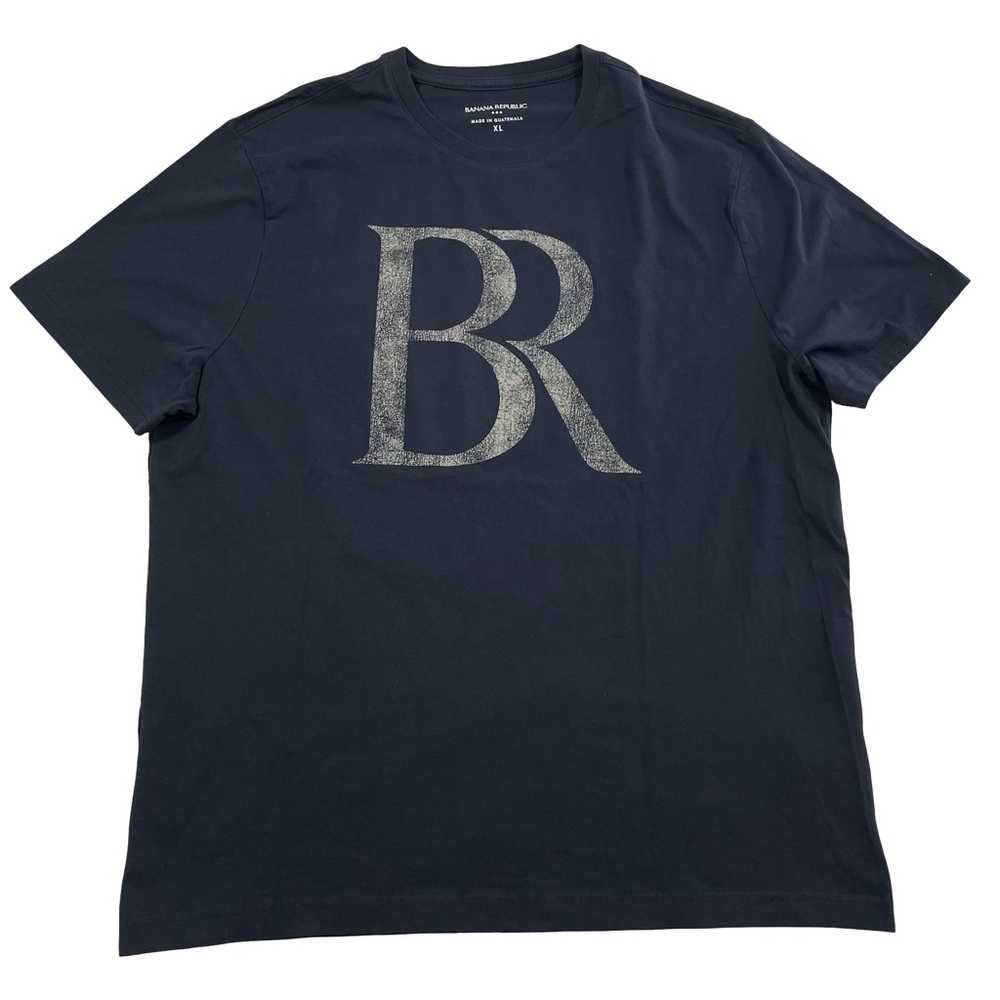 Banana Republic Vintage Logo Graphic Size XL Navy-Blue Casual Tee (Retail $35)